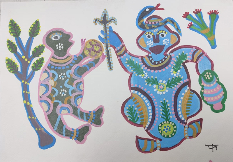 "Lord Shiva", Faguni Bai, acrylique sur papier, format : 30 cm x 21 cm, code BGA_001, Prix : 150 €