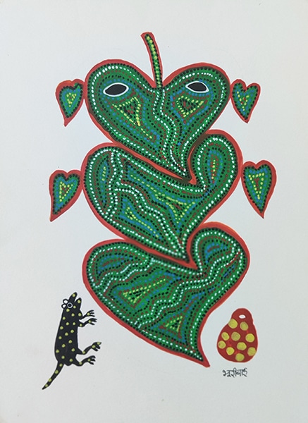 "Ganesh", Bhuri Bai, acrylique sur papier, format : 28 cm x 38 cm, code : BHI_301, prix : 220 €